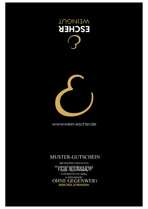 MUSTER Außenseite Wert-Gutschein Weingut Escher von Simon Escher