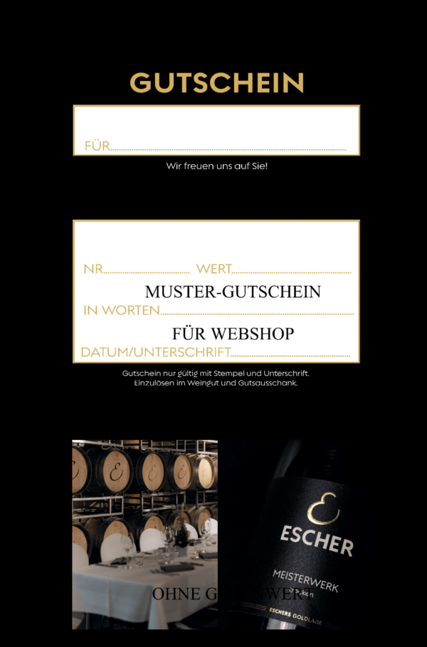 MUSTER Innenseite Wert-Gutschein Weingut Escher von Simon Escher